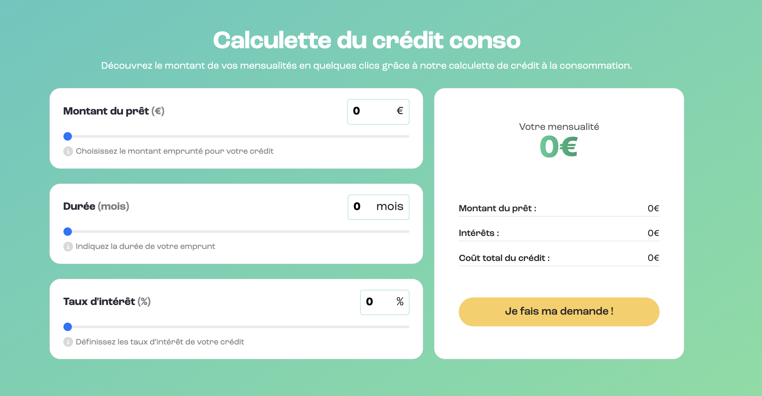 calculette de credit conso -  calcul de pret -  calculette credit -  calcul mensualités -  calcul pret -  calcul credit -  calculette pret 